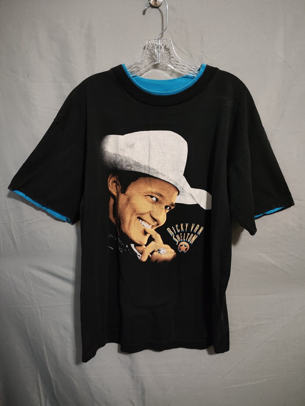 Vintage Ricky Van Shelton Shirt Mens XL Black Country Music Tour Graphic 90s Tee